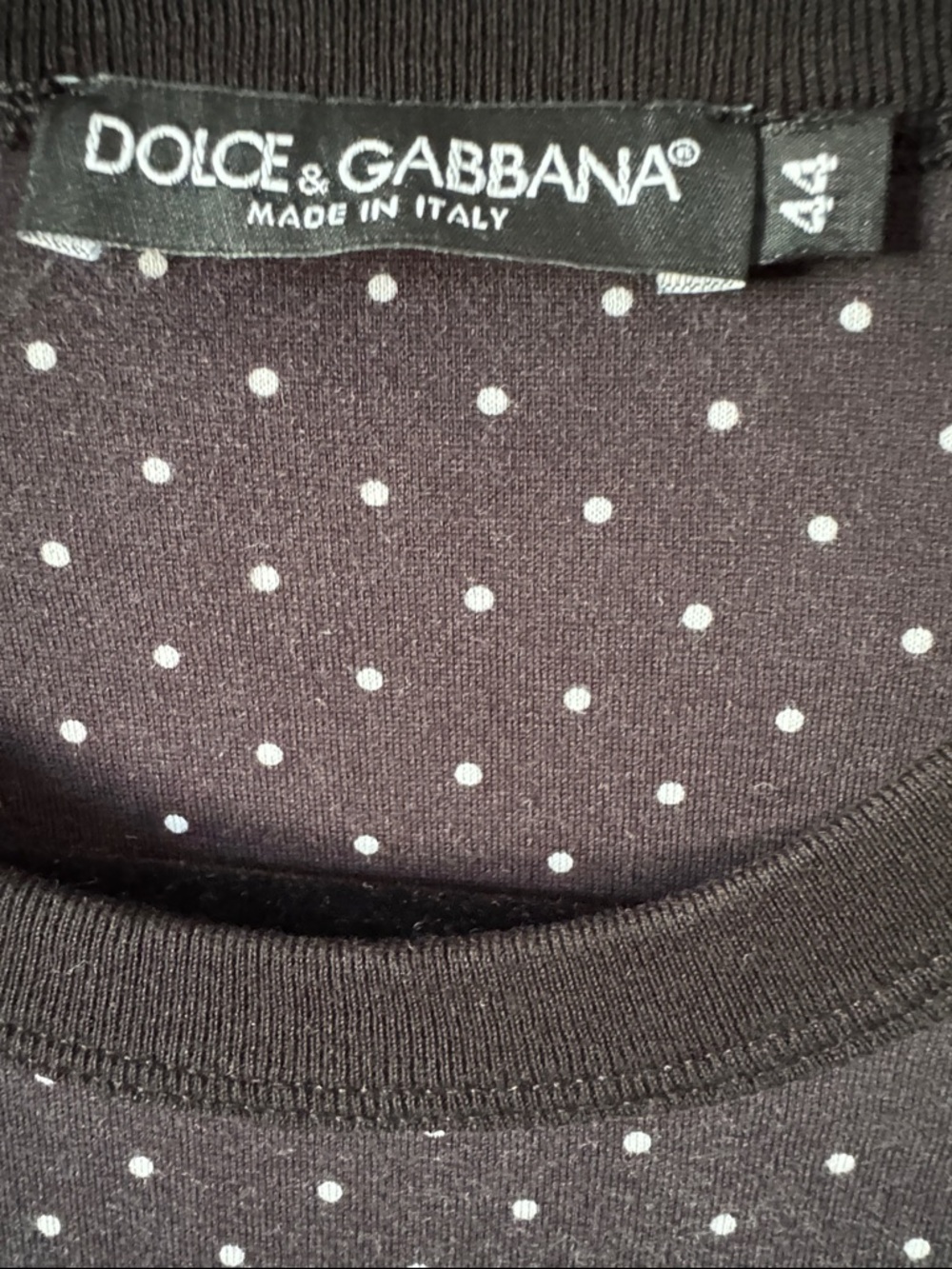 Dolce & Gabbana Black Polka Dot #dgfamily Embroidered Tee - Picture 2 of 6